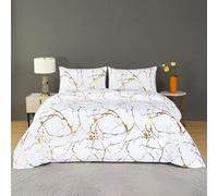 Shein 2/3 piezas Juego de ropa de cama, tela de fibra súper suave, elemento de patrón de mármol, diseño de impresión con lámina, 1 Funda nórdica + 1/2 Funda