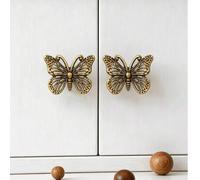 Shein 2/4/6/8/10/16 piezas Tiradores de cajón vintage con mariposa - Diseño cuadrado de aleación de zinc con agujeros, adecuado para cómoda, armario, caja d