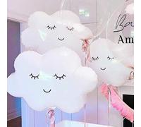 Shein 2/4/6/8 piezas Globos blancos con bordes azules en forma de nube, aptos para decoración flotante con helio para fiestas de cumpleaños