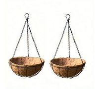 Shein 2/4 piezas Cestas colgantes para jardín con flores - Patrón geométrico vintage con forro de fibra de coco, macetas colgantes