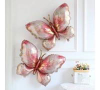 Shein 2/4 piezas Globos de lámina de mariposa ombre rosa y dorado de 40 pulgadas, globos de mariposa de mylar grandes y coloridos, adecuados para fiestas de