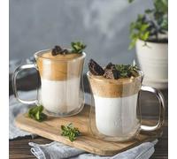 Shein 2-4 piezas/Set Tazas de vidrio de doble capa con asas, tazas de café de vidrio únicas aptas para latte, macchiato, espresso, bolsitas de té, americano