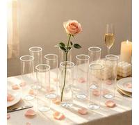 Shein 2/6/10 piezas Jarrones de flores redondos de plástico transparente, adecuados para decoración de mesa de sala de estar, arreglos florales, también se