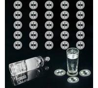 Shein 2/6/12/20 piezas 4LED 2.36in Posavasos de luz LED blanca, mats de copa adhesivos iluminados para bebidas y botellas, perfectos para decoración de bare