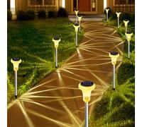 Shein 2/6/12 Piezas Luces Solares de Cristal para Caminos, Lámparas LED Mini con Estaca de Suelo y Tubo de Acero Inoxidable, Luces de Jardín Impermeables IP
