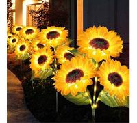 Shein 2 juegos de 6 piezas de lámparas solares de girasol, luces de poste de jardín alimentadas por energía solar LED mejoradas, 3 decoraciones de girasol,