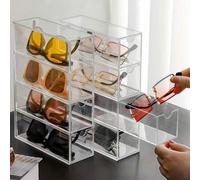 Shein 2 piezas/1 pieza Caja de almacenamiento de gafas de moda de acrílico, organizador de maquillaje con cajón, bandeja de exhibición de joyas, estuche de