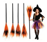 Shein 2 piezas/1 pieza - Escoba de bruja de Halloween, Escoba de bruja de Halloween desmontable, Mango de plástico negro con cerdas de malla naranja, Decora