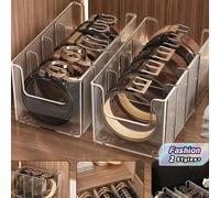 Shein 2 piezas/1 pieza Organizador de cinturón de acrílico, adecuado para armario y cajones - Con 3 compartimentos ajustables y diseño apilable, almacenamie