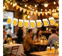 Shein 2 piezas/1 set Pancarta de Jarra de Cerveza - Incluye 16/8 Guirnaldas de Jarra de Cerveza y 2/1 Rollo de Cuerda. Adecuado para Festivales de Cerveza,