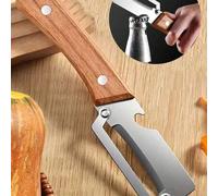 Shein 2 piezas(2 en 1) Pelador multifuncional de acero inoxidable con mango de madera dura, puede abrir tapas de botellas, adecuado para frutas y verduras c