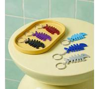 Shein 2 piezas/3 piezas/8 piezas Abrebotellas con forma de espina de pescado creativo, de aleación de aluminio portátil con llavero, herramienta multiusos c