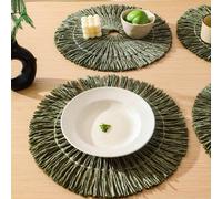 Shein 2 piezas/4 piezas/6 piezas Manteles individuales redondos tejidos a mano con flecos, manteles de estilo rústico, decoración de pared, duraderos y anti