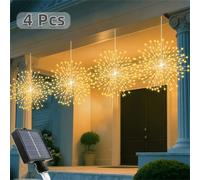 Shein 2 piezas/4 piezas Luces solares colgantes con efecto de fuegos artificiales, luces de decoración para jardín y patio, 8 modos, luces de cadena imperme