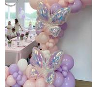 Shein 2 piezas/5 piezas Globos de mariposa arcoíris transparentes, globos con forma de alas de hada de mariposa gigante encantadora para fiesta de cumpleaño