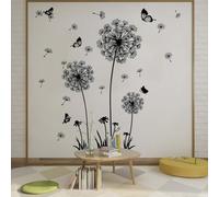 Shein 2 piezas Adhesivo de pared con estampado de diente de león, adhesivo de pared de arte negro autoadhesivo para decoración del hogar, pegatinas, adhesiv