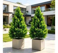 Shein 2 piezas Árboles de pino artificiales realistas, vegetación decorativa versátil para interiores & exteriores, forma de rama natural con agujas verdes
