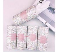 Shein 2 piezas Caja de pañuelos con diseño de flores rosas, incluye pañuelos faciales, soporte redondo para pañuelos de coche, adecuado para mesa de comedor