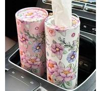 Shein 2 piezas Caja de pañuelos de coche con estampado, incluye 80 pañuelos - Compatible con portavasos y organizador de mesa para el hogar, fácil de extrae