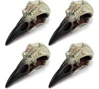 Shein 2 piezas Calavera de Cuervo de Halloween, Estatua Decorativa de Cuervo Gótico, Calavera de Animal, Colgante de Joyería de Cabeza de Cuervo de Hueso Fa