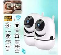 Shein 2 piezas Cámara de inteligente 1080P, Cámara de red inalámbrica WiFi, Hogar inteligente, Inclinación-Giro-Zoom, Visión nocturna infrarroja oculta, Aud