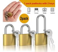 Shein 2 piezas Candado de llave mini de 25 mm, cerradura de hasp compacta y pequeña para uso doméstico, cerradura de gabinete de almacenamiento, con 2 llave