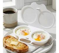 Shein 2 piezas Cocedor/Escalfador de huevos para microondas. Material de plástico PP resistente al calor sin electricidad, tazas de huevo de doble capa con