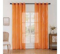 Shein 2 piezas Cortinas transparentes con diseño de borlas plateadas modernas, con anillos metálicos en la parte superior, lavables a máquina, cortinas deco