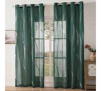 Shein 2 piezas Cortinas transparentes con diseño de borlas plateadas modernas, con anillos metálicos en la parte superior, lavables a máquina, cortinas deco