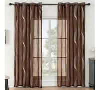 Shein 2 piezas Cortinas transparentes de patrón de borlas plateadas modernas, con anillos de metal en la parte superior, lavables a máquina, cortinas decora