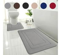 Shein 2 Piezas de Alfombras de Baño de Espuma de Memoria, Alfombras de Baño Engrosadas, Alfombras Suaves Antideslizantes Resistentes a la Decoloración Absor