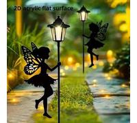 Shein 2 piezas de estacas de jardín con silueta de hada plana 2D, estacas decorativas impermeables para exteriores para patio, jardín, césped, camino, acces