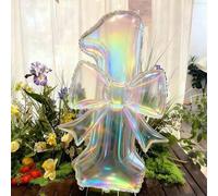 Shein 2 piezas de globos de lámina transparente con forma numérica de colores grandes, con decoración de lazo colorido de 24 pulgadas, adecuados para fiesta
