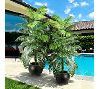 Shein 2 piezas de plantas artificiales, de 60-125 cm de altura, que incluyen un árbol de palma falso, hojas de palma tropical y árboles altos. Hojas de mons