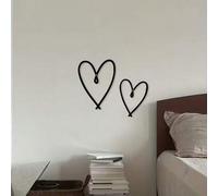 Shein 2 piezas Decoración de pared con forma de corazón de metal, arte de línea minimalista para colgar en la pared, adecuado para dormitorio, sala de estar