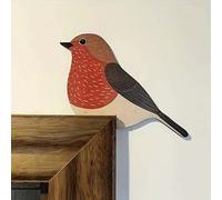 Shein 2 piezas Decoración de pared de pájaros de madera colgantes, adorno de estilo bohemio para marco de puerta, gabinete, esquina, arte de pared de pájaro