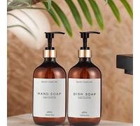 Shein 2 piezas Dispensador de jabón de manos/lavavajillas de 16.9 Oz - Material de plástico, botellas dispensadoras de loción independientes, cabezales de b