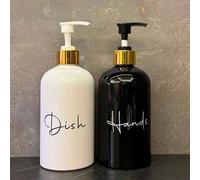 Shein 2 piezas Dispensadores de jabón líquido recargables de 17 onzas, aptos para baño, fregadero de cocina, botellas de jabón de mano de estilo granja para