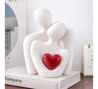 Shein 2 piezas Escultura de pareja en miniatura de 8.5cm, decoración de resina blanca adecuada para dormitorio, aniversario romántico, boda y regalo de pare
