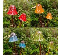 Shein 2 piezas Estacas decorativas de metal con forma de hongos de colores - Estilo de arte decorativo, para montar en el suelo al aire libre, adecuado para