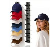 Shein 2 piezas Estante de almacenamiento de gorras de béisbol - Montado en la pared - Ganchos adhesivos fuertes, Organizador de almacenamiento de gorras de
