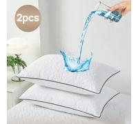 Shein 2 piezas Funda de almohada 100% impermeable, a prueba de suciedad y aceite, acolchada con cremallera, sin pelusa, suave y transpirable, protector de a