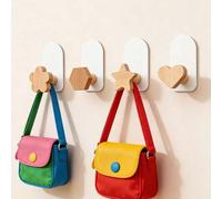 Shein 2 piezas Ganchos de madera de fácil instalación para baño y cocina - Sin taladro, ganchos adhesivos fuertes para abrigos y toallas, ganchos de utilida