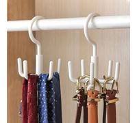 Shein 2 piezas Ganchos giratorios grandes de 5 garras para armario, estante colgante multifunción para bolsos, cinturones, bufandas, corbatas, sombreros, or