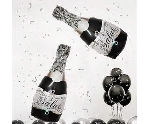 Shein 2 piezas Globos con forma de botella de champán hechos de película de poliéster, adecuados para fiestas de cumpleaños, aniversarios de boda, fiestas c