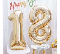 Shein 2 piezas Globos gigantes de números de helio de platino de aproximadamente 101.6 cm (40 pulgadas), globos con dígitos grandes para fiesta de cumpleaño