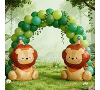 Shein 2 piezas Globos grandes de 70cm con cabeza de animal de la selva, globo de león, decoración para fiesta de cumpleaños, decoración de fiesta con tema d