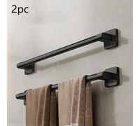 Shein 2 piezas Juego de accesorios de baño de aleación de aluminio negro, Estante multifuncional para toallas y zapatos, Accesorios de baño montados en la p
