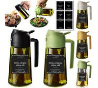 Shein 2 piezas Juego de rociadores de aceite de plástico/vidrio, botellas dispensadoras de aceite de cocina, rociador de aceite de oliva y dispensador de ac