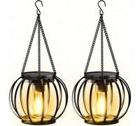 Shein 2 piezas Luces colgantes solares, Linternas solares LED con ganchos - Ideales para jardín, patio, camino, hogar, boda y decoración de balcón